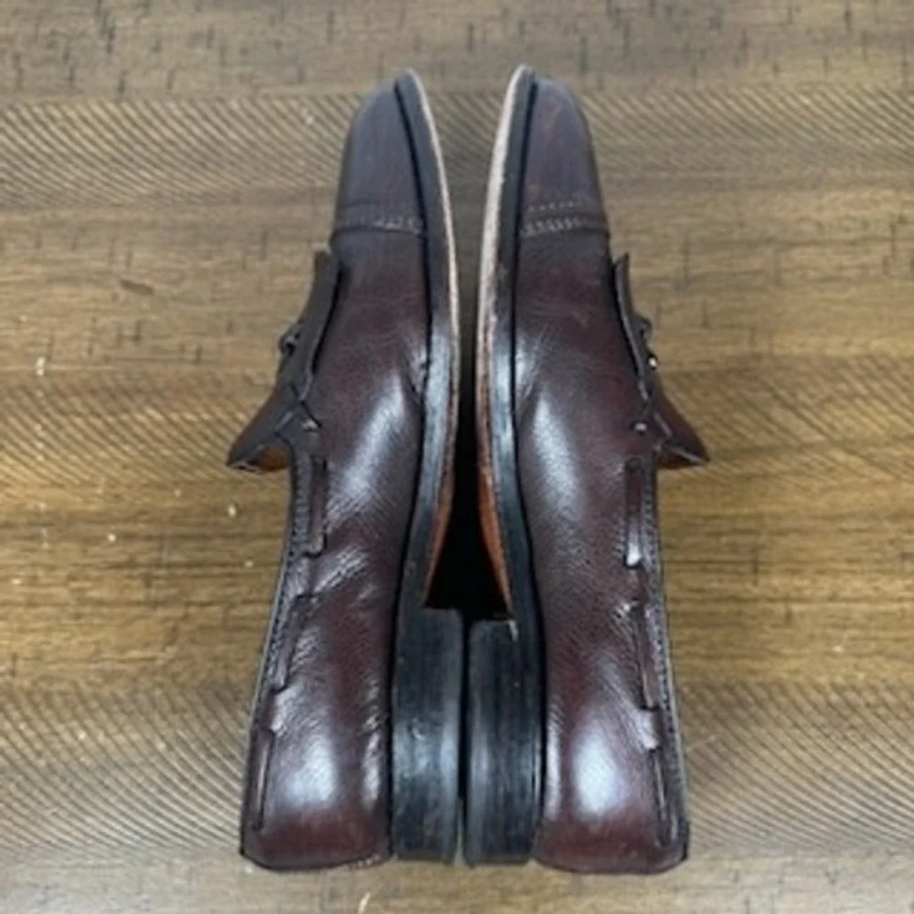 Allen Edmonds Loafers Mens 9 D Brown Dalton Kiltie Tassel Pebble Grain Leather